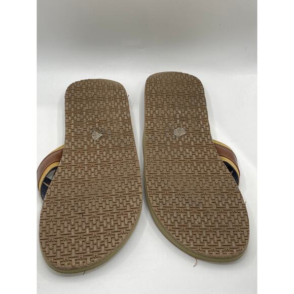 TOMMY HILFIGER Men's Brown Open-Round Toe Faux Leather Flip-Flop Sandals SZ 8 - Picture 2 of 7